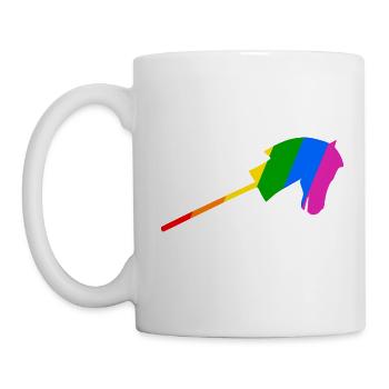 Stockpferdreiten im Regenbogen - Tasse - Weiß - Links