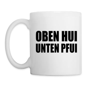 oben hui, unten pfui - Tasse - Weiß - Links
