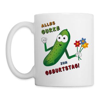 Alles Gurke zum Geburtstag - Tasse - Weiß - Links