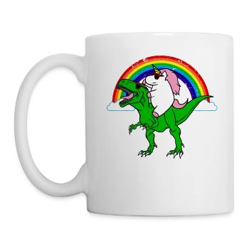 Dinosaur and unicorns gift - Mug - white - Left