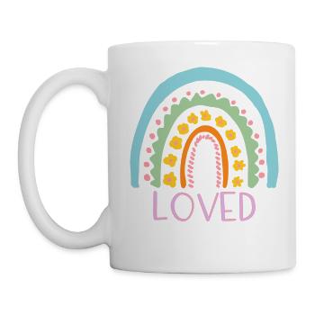 Loved - Regenbogen - Tasse - Weiß - Links