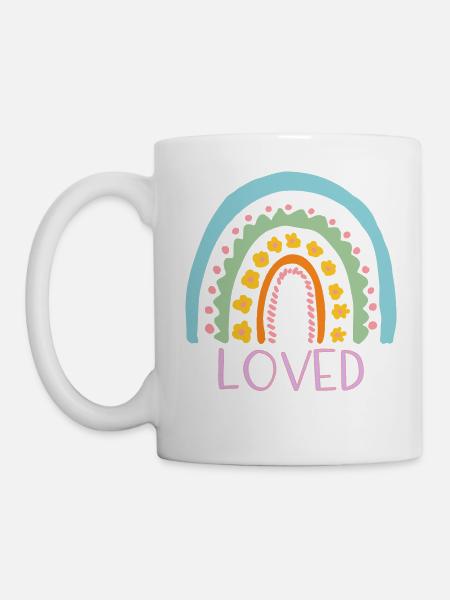 Loved - Regenbogen - Tasse - Weiß