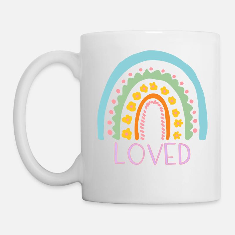 Loved - Regenbogen - Tasse - Weiß