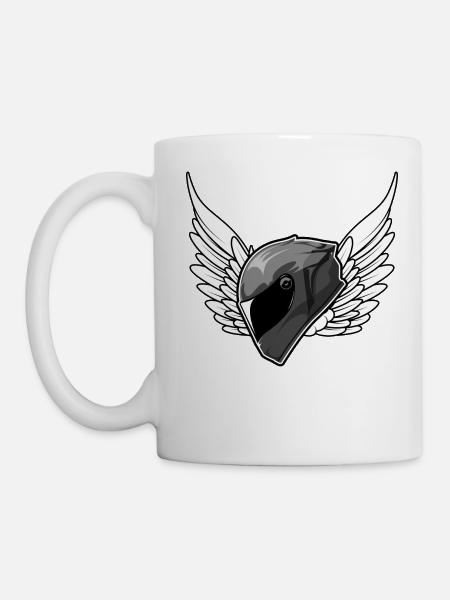 motorcycle helmet biker motorcyclist - Mug - white