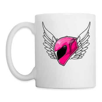 Casque moto motocycliste rose - Mug blanc - blanc - Gauche