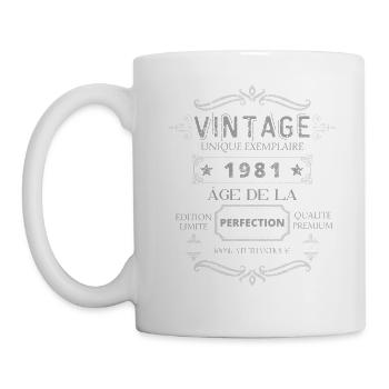 Teeshirt 1981 Vintage Âge de la Perfection - Mug blanc - blanc - Gauche