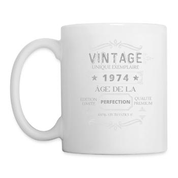 Teeshirt 1974 Vintage Âge de la Perfection - Mug blanc - blanc - Gauche