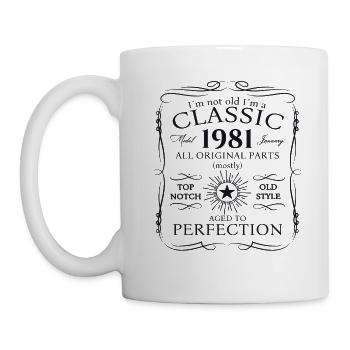 Born 1981 January 42nd birthday Gift man - Mug - white - Left