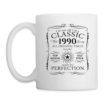 Né le 33 janvier 1990 Homme cadeau - Mug blanc - blanc - Gauche