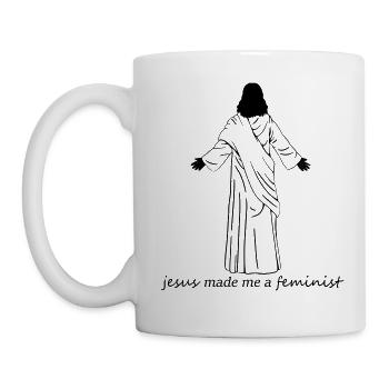 Starkes Statement "jesus made me a feminist" - Tasse - Weiß - Links