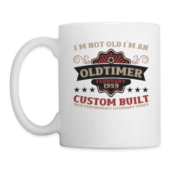 65. Geburtstag Oldtimer Februar Jahrgang 1959 - Tasse - Weiß - Links