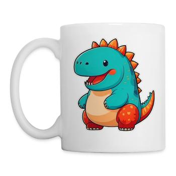 Niedlicher Comic Dinosaurier - Tasse - Weiß - Links