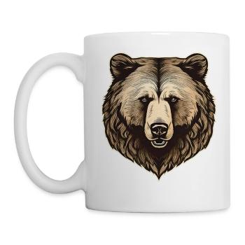 Ours fier dans un style rétro - Mug blanc - blanc - Gauche