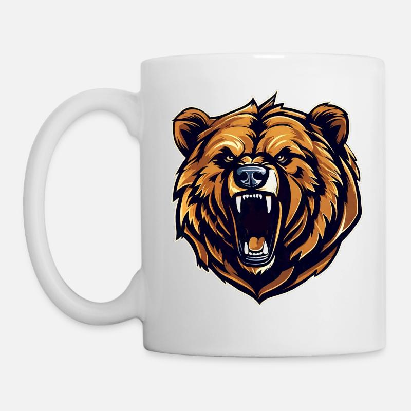 Proud roaring bear in retro style - Mug - white