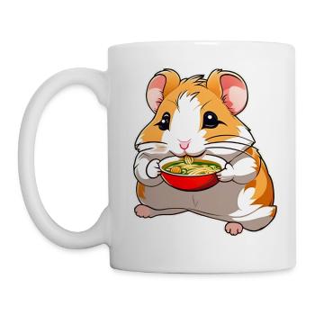 Niedlicher Hamster mit Ramen Suppe - Tasse - Weiß - Links
