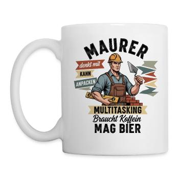Der Maurer - Tasse - Weiß - Links