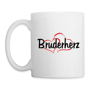 Bruderherz - Doppelherz - Tasse - Weiß - Links