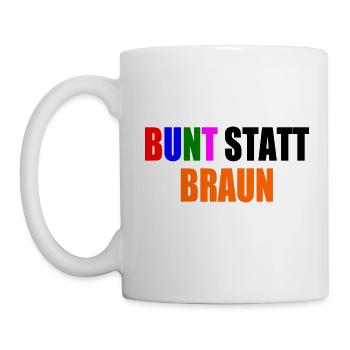 bunt statt braun - Tasse - Weiß - Links