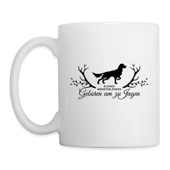Kleiner Münsterländer "Geboren um zu Jagen" - Tasse - Weiß - Links