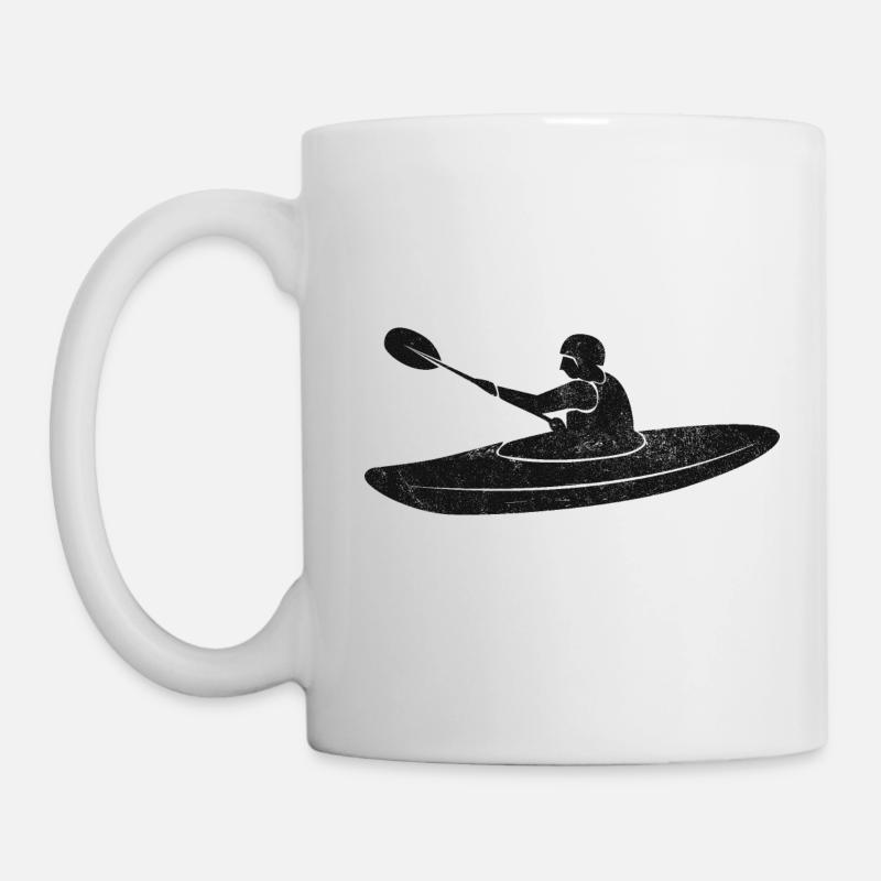 Kajak Wildwasser Paddel Vintage - Tasse - Weiß