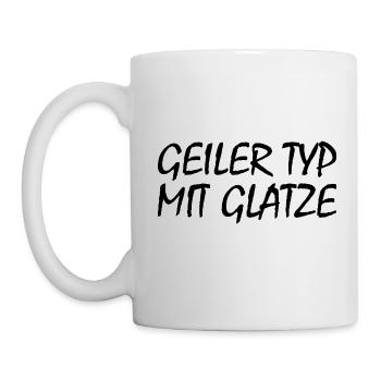 geiler typ mit glatze - Tasse - Weiß - Links