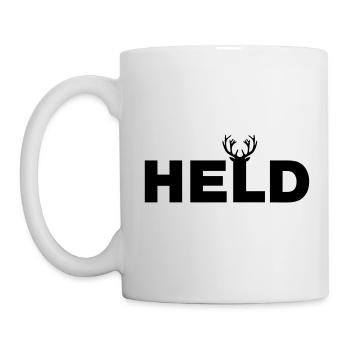 HELD - mit Hirschgeweih für Helden mit Humor - Tasse - Weiß - Links