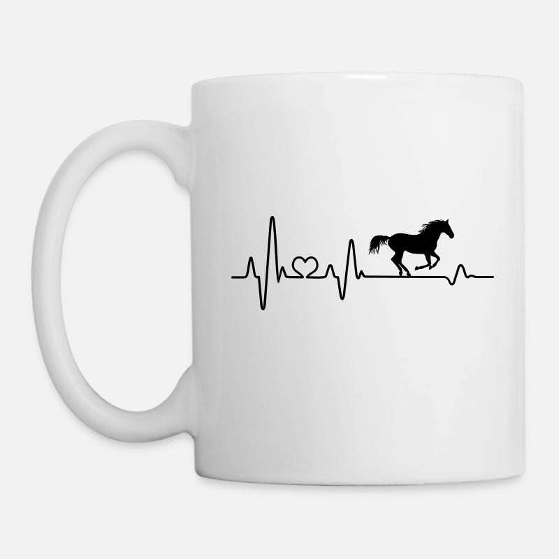 Cheval battement de coeur cavalier cavalier équitation - Mug blanc - blanc