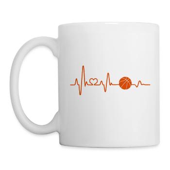 Basketball Herzschlag EKG Basketballspieler I Love - Tasse - Weiß - Links