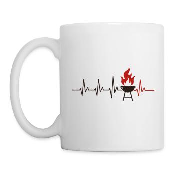 GRILLEN HERZSCHLAG BBQ GRILL GRILLGOTT GESCHENK - Tasse - Weiß - Links