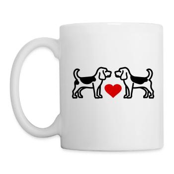 Beagle Hund Beagles 2 Hunde Liebe Herz - Tasse - Weiß - Links