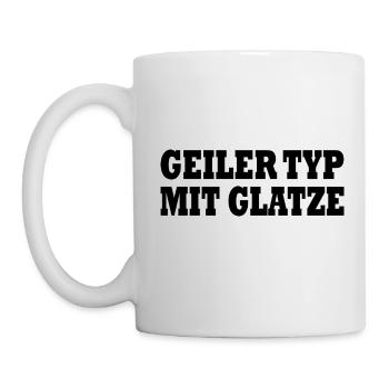 geiler typ mit glatze - Tasse - Weiß - Links