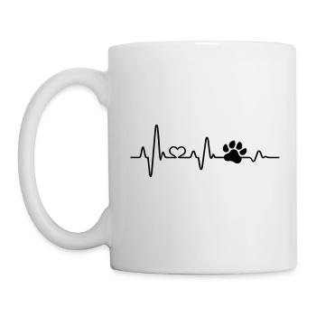 Hund lustig Herzschlag EKG Pfote Hundeliebhaber - Tasse - Weiß - Links