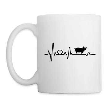 Porc fermier éleveur de porcs battement de coeur agriculteur ECG - Mug blanc - blanc - Gauche