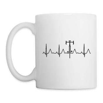 ROAD BIKE HEARTBEAT CARDIOGRAM CYCLING CYCLIST - Mug - white - Left