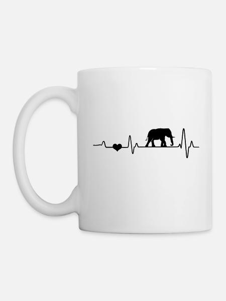 Elefant Herzschlag Elefanten EKG Afrika Fan Safari - Tasse - Weiß