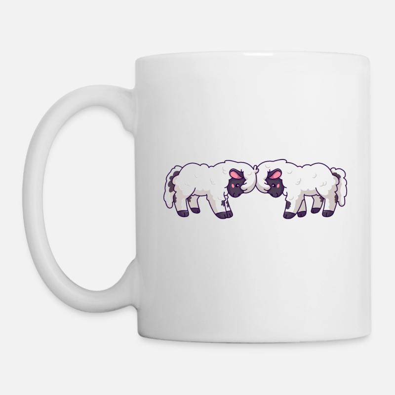 Valais blacknose sheep butting heads - Mug - white