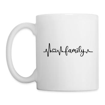 Famille Amour Battement de coeur Maman Papa fille fils - Mug blanc - blanc - Gauche