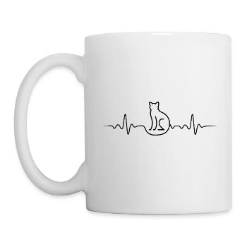 KATZEN HERZSCHLAG SCHWARZE KATZE KATZENLIEBHABER - Tasse - Weiß - Links