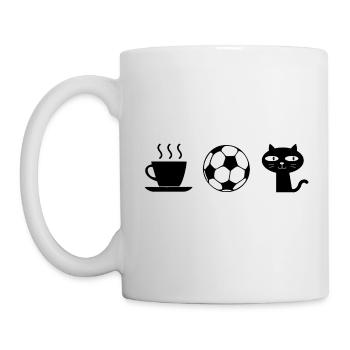 Kaffee. Katzen. Fußball - Tasse - Weiß - Links