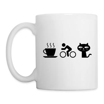 Kaffee. Katzen. Radfahren - Tasse - Weiß - Links
