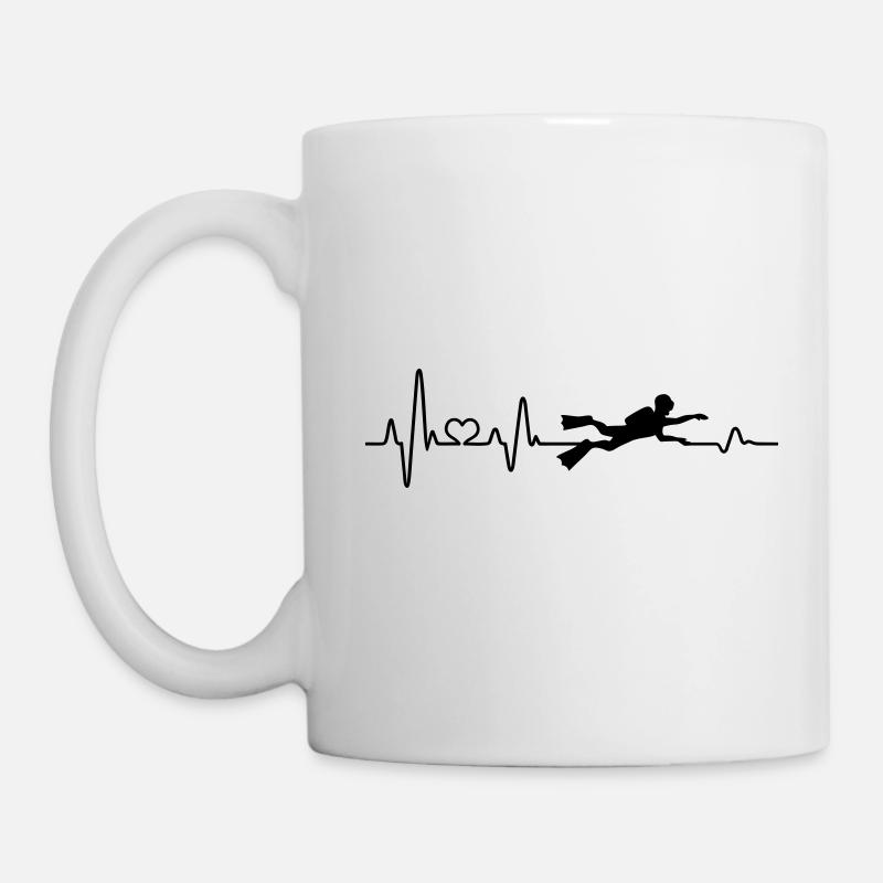 Herzschlag Taucher EKG Wasser tauchen Geschenkidee - Tasse - Weiß