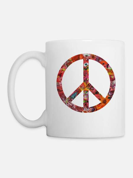 flower peace light - Tasse - Weiß