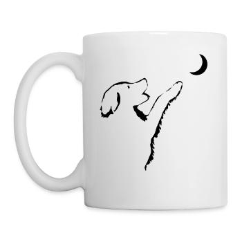 Chien regarde la lune - Mug blanc - blanc - Gauche