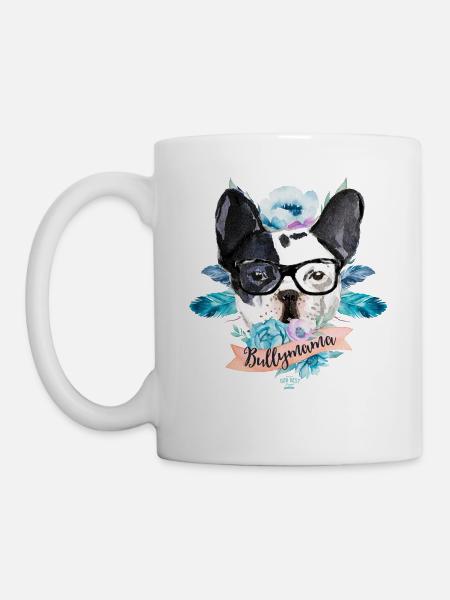 Bullymama Blumen - Französische Bulldogge - Tasse - Weiß