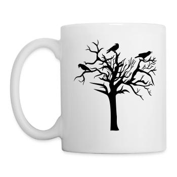 Rabe Raben Krähe Krähen Baum Vogel - Tasse - Weiß - Links