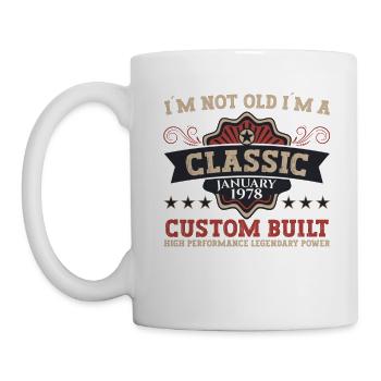 Born 1978 January 45th birthday gift man - Mug - white - Left