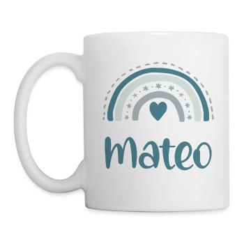 Mateo Name Regenbogen - Tasse - Weiß - Links