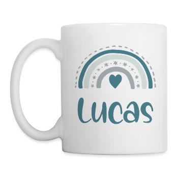 Lucas Name Regenbogen - Tasse - Weiß - Links