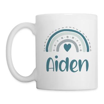Aiden Name Regenbogen - Tasse - Weiß - Links