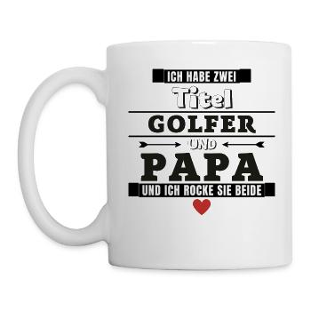 Ich habe zwei Titel Golfer und Papa - Tasse - Weiß - Links